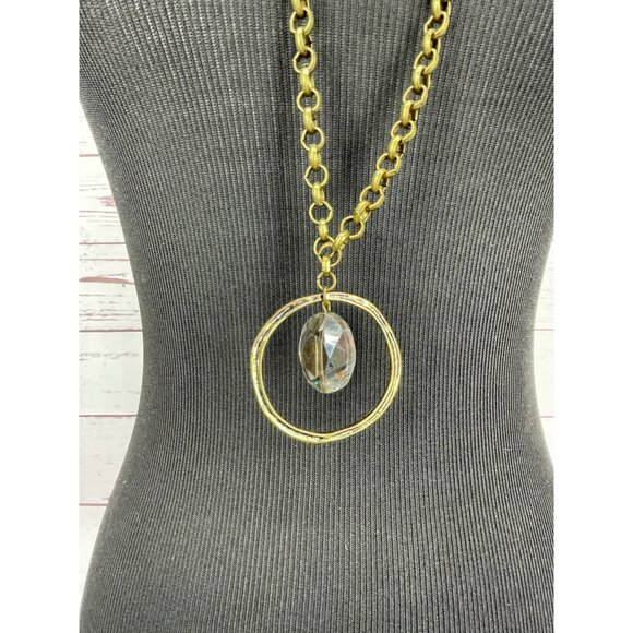 Classic Long Multi Colored Beads Antique Gold Tone‎ Circular Clear Bead Dangling - Picture 3 of 7